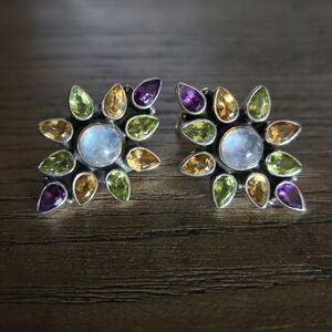 Nicky Butler 925 Sterling Silver Moonstone Clip-on Designer Earrings Citrine NWT